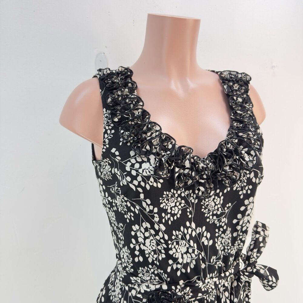NEW Signature by Robbie Bee 8 Petite Ruffle Dress Women's Black White  NWT - Picture 10 of 17